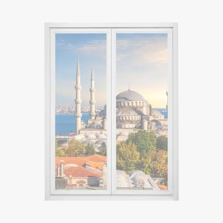 Sticker pour vitres et fenêtres panorama d'Istanbul avec mosquée historique – Wallnifity®