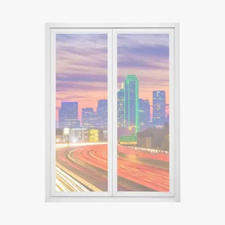 Sticker pour vitres et fenêtres ligne d'horizon de Dallas au crépuscule – Wallnifity®