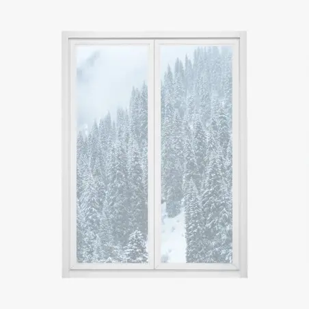 Sticker pour vitres et fenêtres forêt de sapins enneigée – Wallnifity®