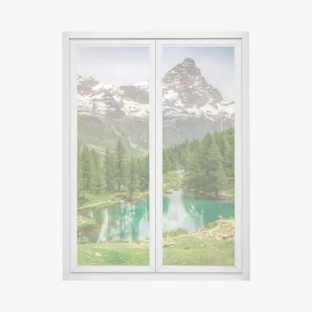 Sticker pour vitres et fenêtres lac bleu alpin de Cervinia – Wallnifity®