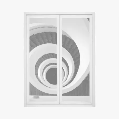 Sticker pour vitres et fenêtres spirale architecturale en noir et blanc – Wallnifity®