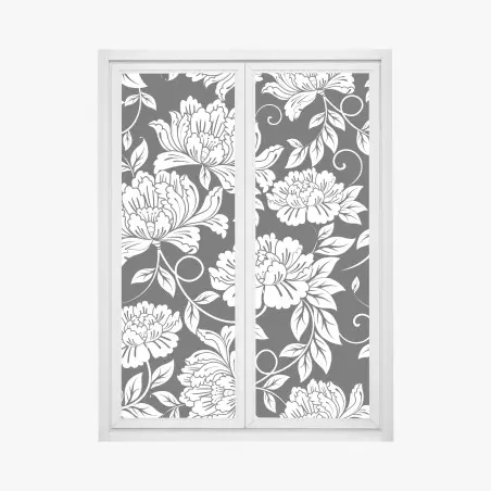 Sticker pour vitres et fenêtres motif floral noir et blanc élégant – Wallnifity®