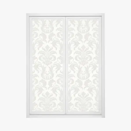 Sticker pour vitres et fenêtres motif damassé baroque beige et crème – Wallnifity®