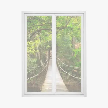 Sticker pour vitres et fenêtres passerelle suspendue au coeur de la forêt – Wallnifity®