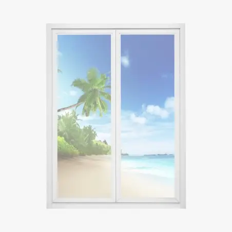 Sticker pour vitres et fenêtres plage tropicale de Mahé au coucher du soleil – Wallnifity®