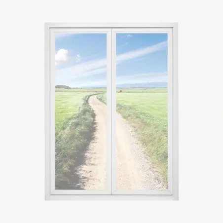 Sticker pour vitres et fenêtres chemin campagnard sous ciel bleu – Wallnifity®