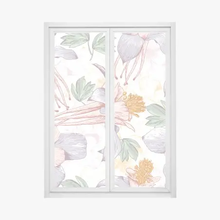 Sticker pour vitres et fenêtres motif floral pastel délicat pour décoration intérieure – Wallnifity®