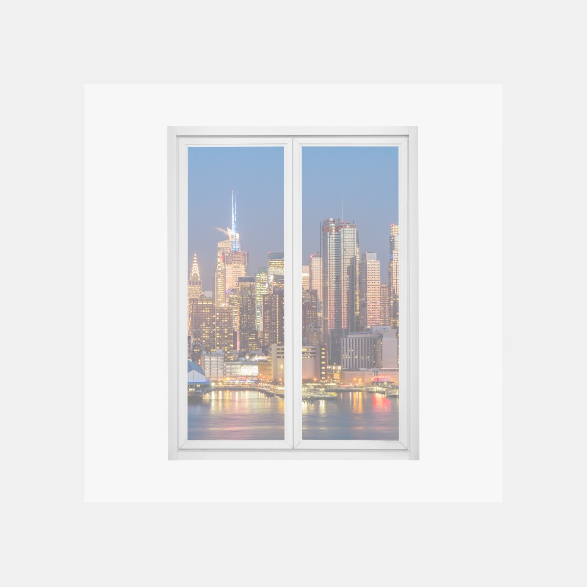 Sticker pour vitres et fenêtres horizon nocturne de New York illuminé – Wallnifity®