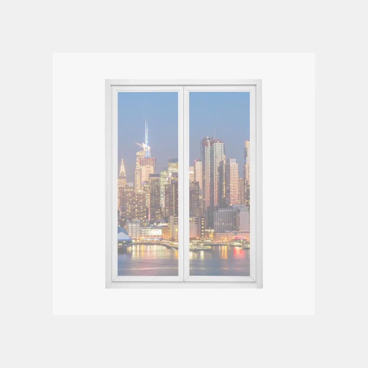 Sticker pour vitres et fenêtres horizon nocturne de New York illuminé – Wallnifity®
