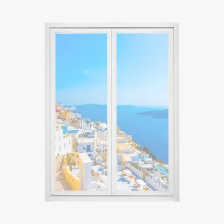 Sticker pour vitres et fenêtres vue panoramique sur la caldeira de Santorin – Wallnifity®