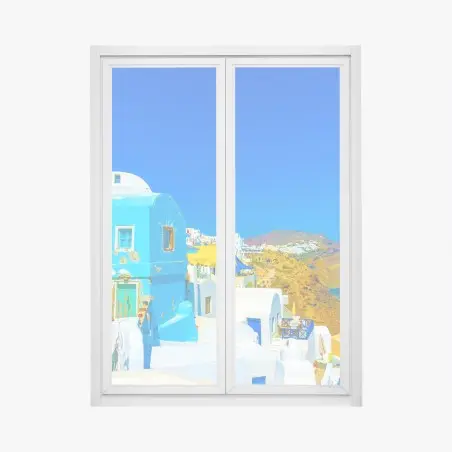 Sticker pour vitres et fenêtres vue picturale d'Oia à Santorin – Wallnifity®