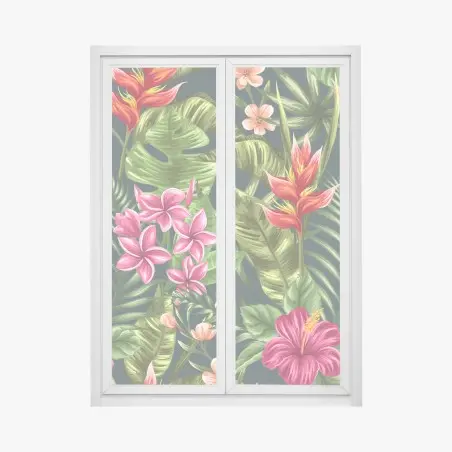 Sticker pour vitres et fenêtres paradis floral tropical en aquarelle – Wallnifity®