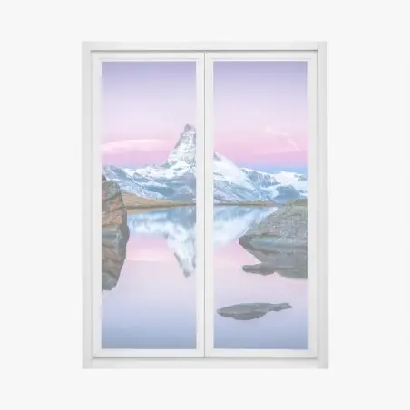 Sticker pour vitres et fenêtres reflets du Cervin au crépuscule – Wallnifity®