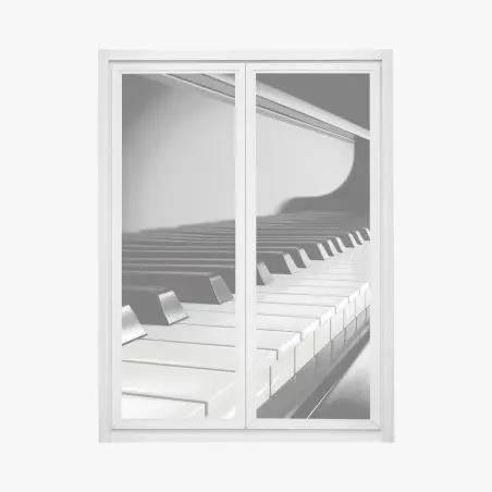 Sticker pour vitres et fenêtres élégance du piano en noir et blanc – Wallnifity®