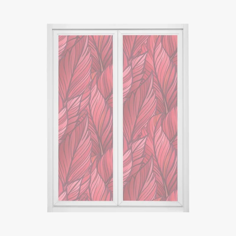 Sticker pour vitres et fenêtres motif de grandes feuilles rouges stylisées – Wallnifity®