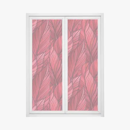 Sticker pour vitres et fenêtres motif de grandes feuilles rouges stylisées – Wallnifity®