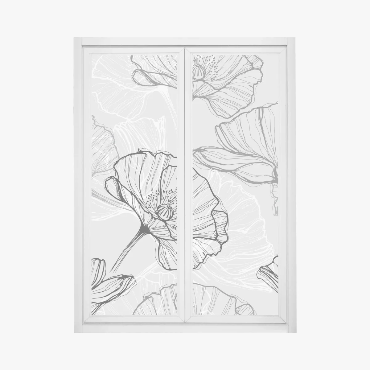 Sticker pour vitres et fenêtres motif pavots en dessin au trait noir et gris – Wallnifity® Sticker pour vitres et fenêtres motif pavots en dessin au trait noir et gris – Wallnifity®