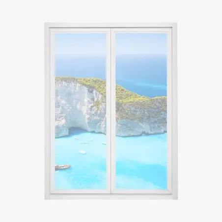 Sticker pour vitres et fenêtres panorama de Navagio, eaux turquoises de Zakynthos – Wallnifity®