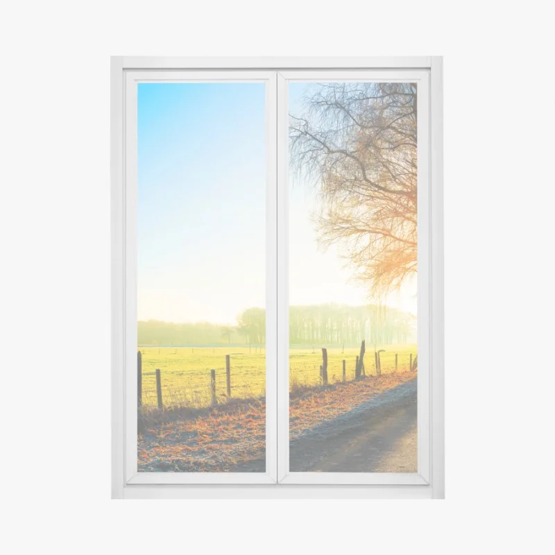 Sticker pour vitres et fenêtres route campagnarde au lever du soleil doré – Wallnifity® Sticker pour vitres et fenêtres route campagnarde au lever du soleil doré – Wallnifity®