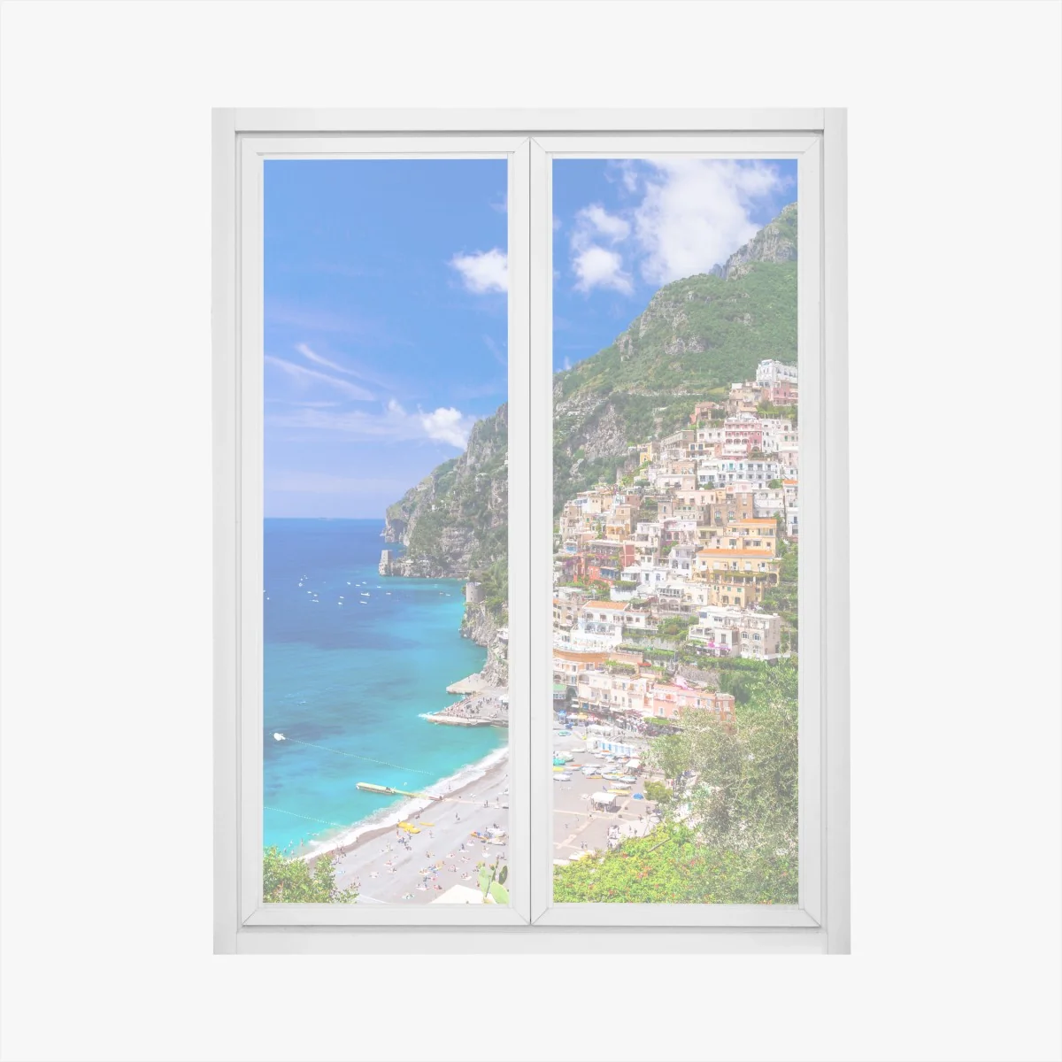 Sticker pour vitres et fenêtres vue panoramique de Positano au bord de la mer – Wallnifity® Sticker pour vitres et fenêtres vue panoramique de Positano au bord de la mer – Wallnifity®