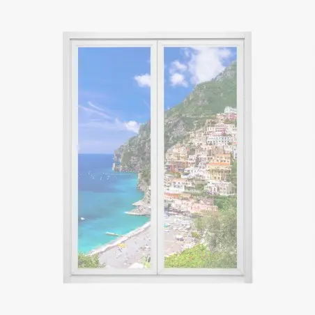 Sticker pour vitres et fenêtres vue panoramique de Positano au bord de la mer – Wallnifity®