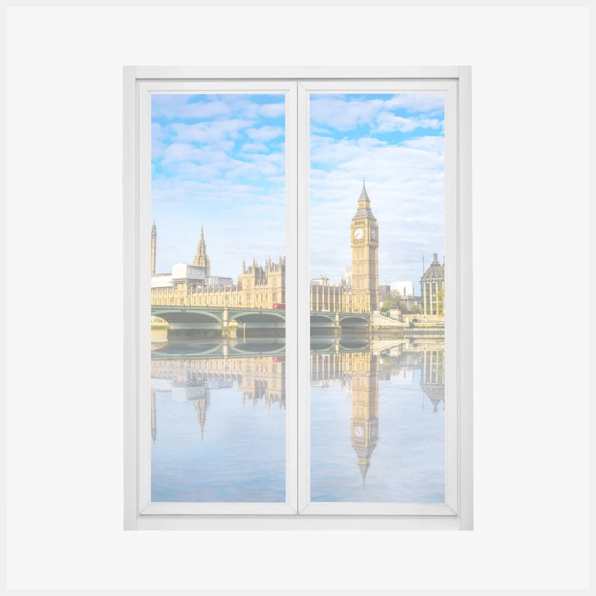 Sticker pour vitres et fenêtres reflets matinaux de Big Ben et du Palais de Westminster à Londres sur la Tamise – Wallnifity® Sticker pour vitres et fenêtres reflets matinaux de Big Ben et du Palais de Westminster à Londres sur la Tamise – Wallnifity®
