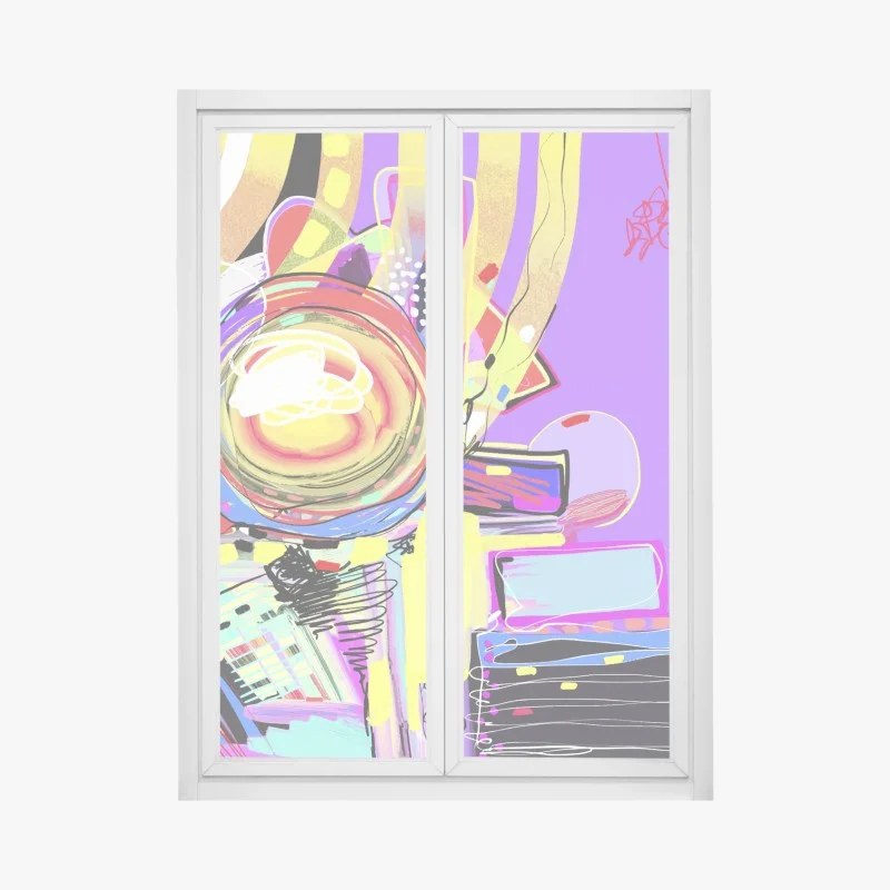 Sticker pour vitres et fenêtres tourbillon chromatique contemporain – Wallnifity®