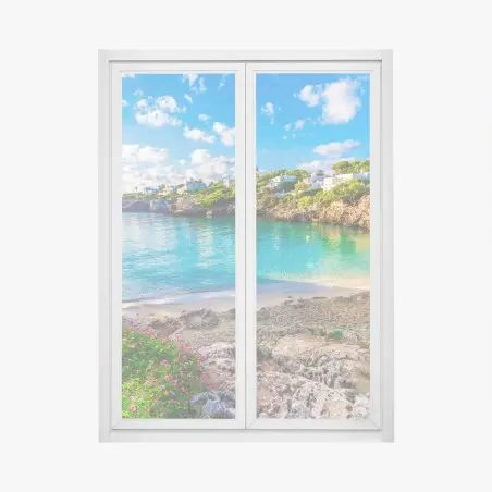 Sticker pour vitres et fenêtres baie tranquille de Cala Esmeralda, Majorque – Wallnifity®