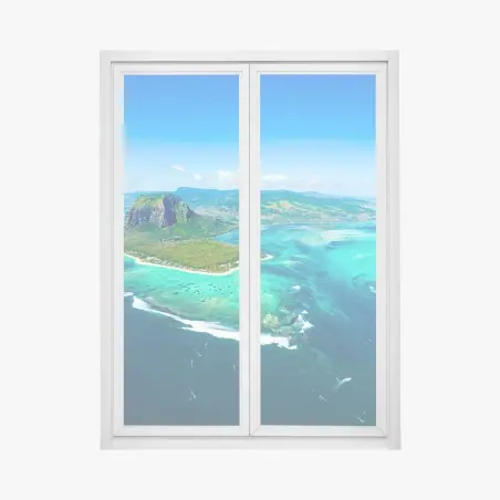Sticker pour vitres et fenêtres panorama aérien du Morne Brabant et lagon turquoise – Wallnifity®