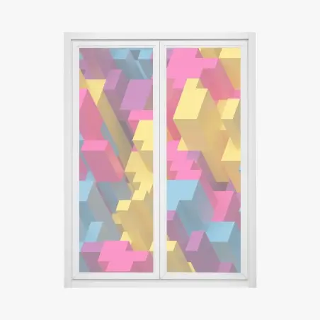 Sticker pour vitres et fenêtres motif voxel coloré abstrait – Wallnifity®
