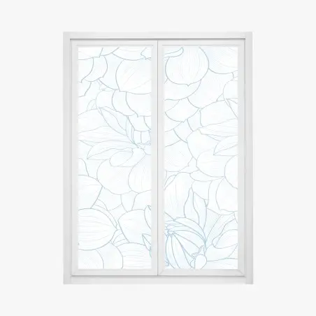Sticker pour vitres et fenêtres motif floral délicat en esquisse bleue – Wallnifity®