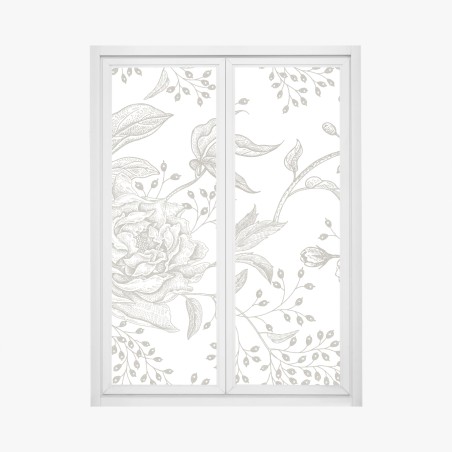 Sticker pour vitres et fenêtres fleurs vintage en lignes délicates – Wallnifity®