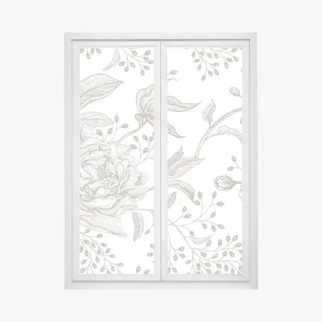 Sticker pour vitres et fenêtres fleurs vintage en lignes délicates – Wallnifity®
