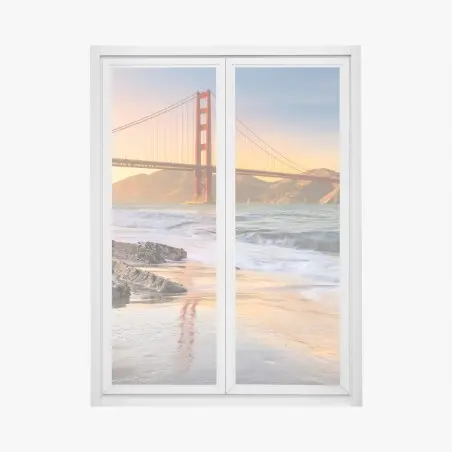 Sticker pour vitres et fenêtres pont du Golden Gate à San Francisco au coucher de soleil – Wallnifity®