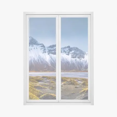 Sticker pour vitres et fenêtres paysage épique de Vestrahorn et Stokksnes – Wallnifity®