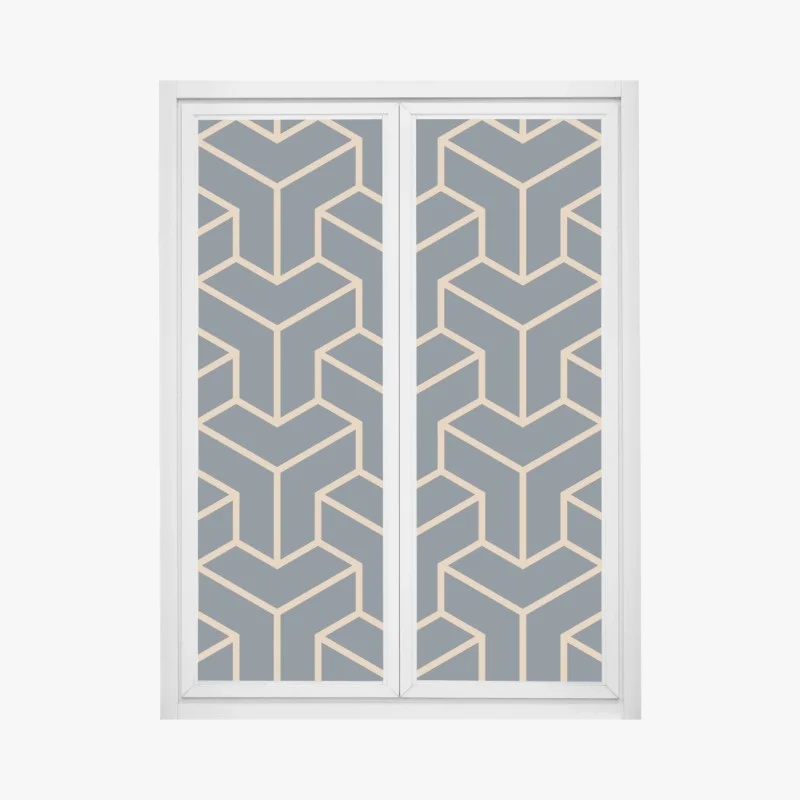 Sticker pour vitres et fenêtres motif géométrique bleu marine et doré en 3d – Wallnifity® Sticker pour vitres et fenêtres motif géométrique bleu marine et doré en 3d – Wallnifity®