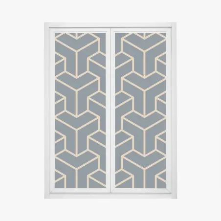 Sticker pour vitres et fenêtres motif géométrique bleu marine et doré en 3d – Wallnifity®