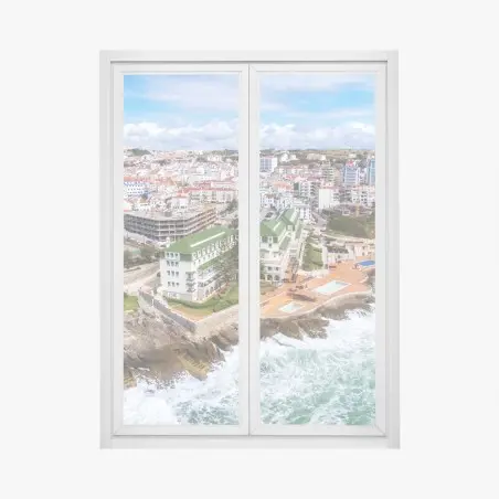 Sticker pour vitres et fenêtres vue aérienne d'une ville côtière sur falaises – Wallnifity®