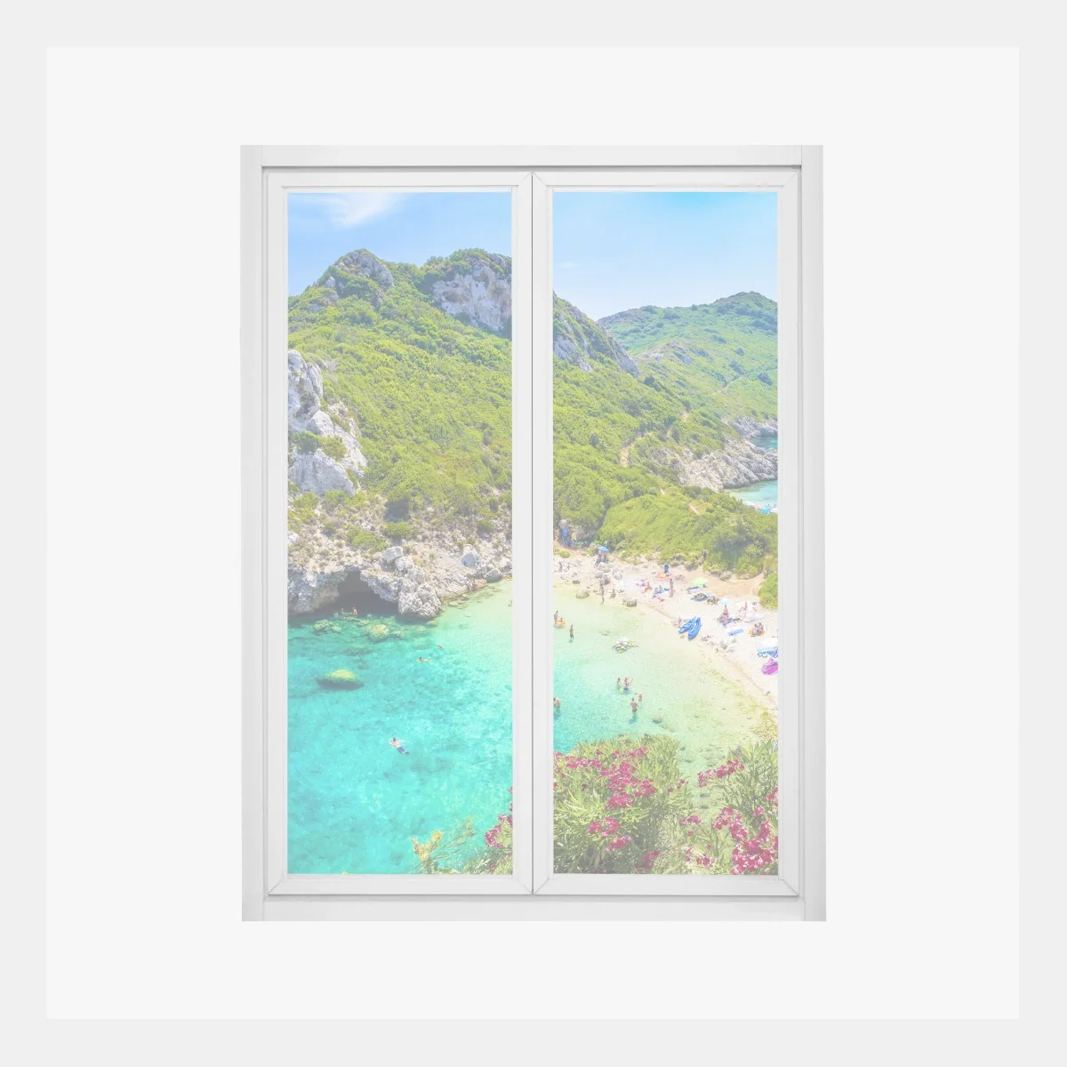 Sticker pour vitres et fenêtres vue aérienne de Porto Timoni, crique aux eaux turquoise – Wallnifity® Sticker pour vitres et fenêtres vue aérienne de Porto Timoni, crique aux eaux turquoise – Wallnifity®