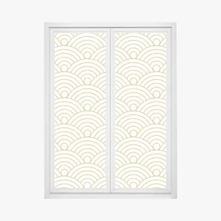 Sticker pour vitres et fenêtres motif de vagues japonaises dorées – Wallnifity®