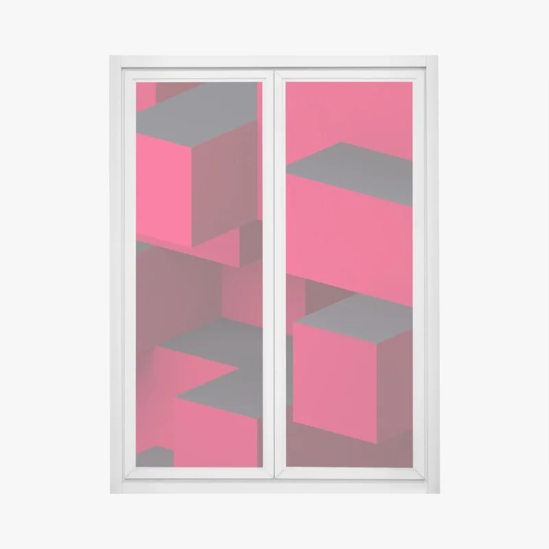 Sticker pour vitres et fenêtres composition cubique rouge et noire – Wallnifity®