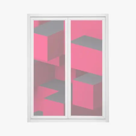 Sticker pour vitres et fenêtres composition cubique rouge et noire – Wallnifity®