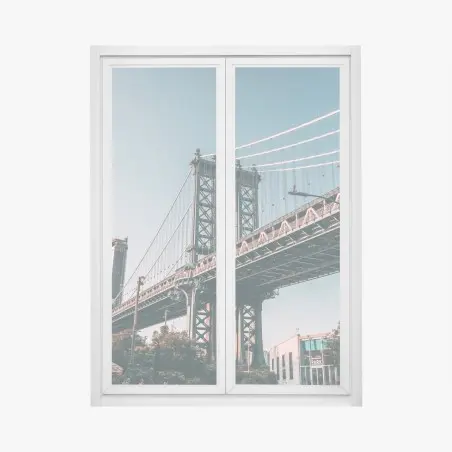 Sticker pour vitres et fenêtres vue urbaine du pont de Manhattan depuis Brooklyn – Wallnifity®