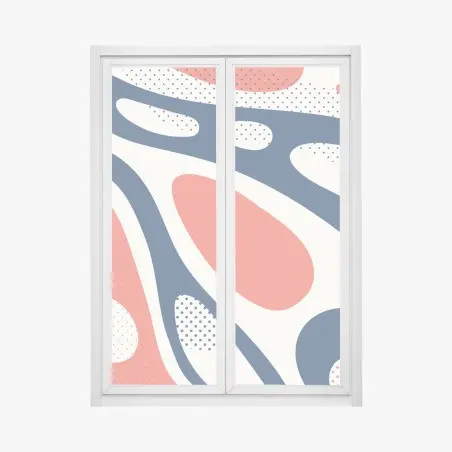 Sticker pour vitres et fenêtres composition organique corail et bleu marine – Wallnifity®