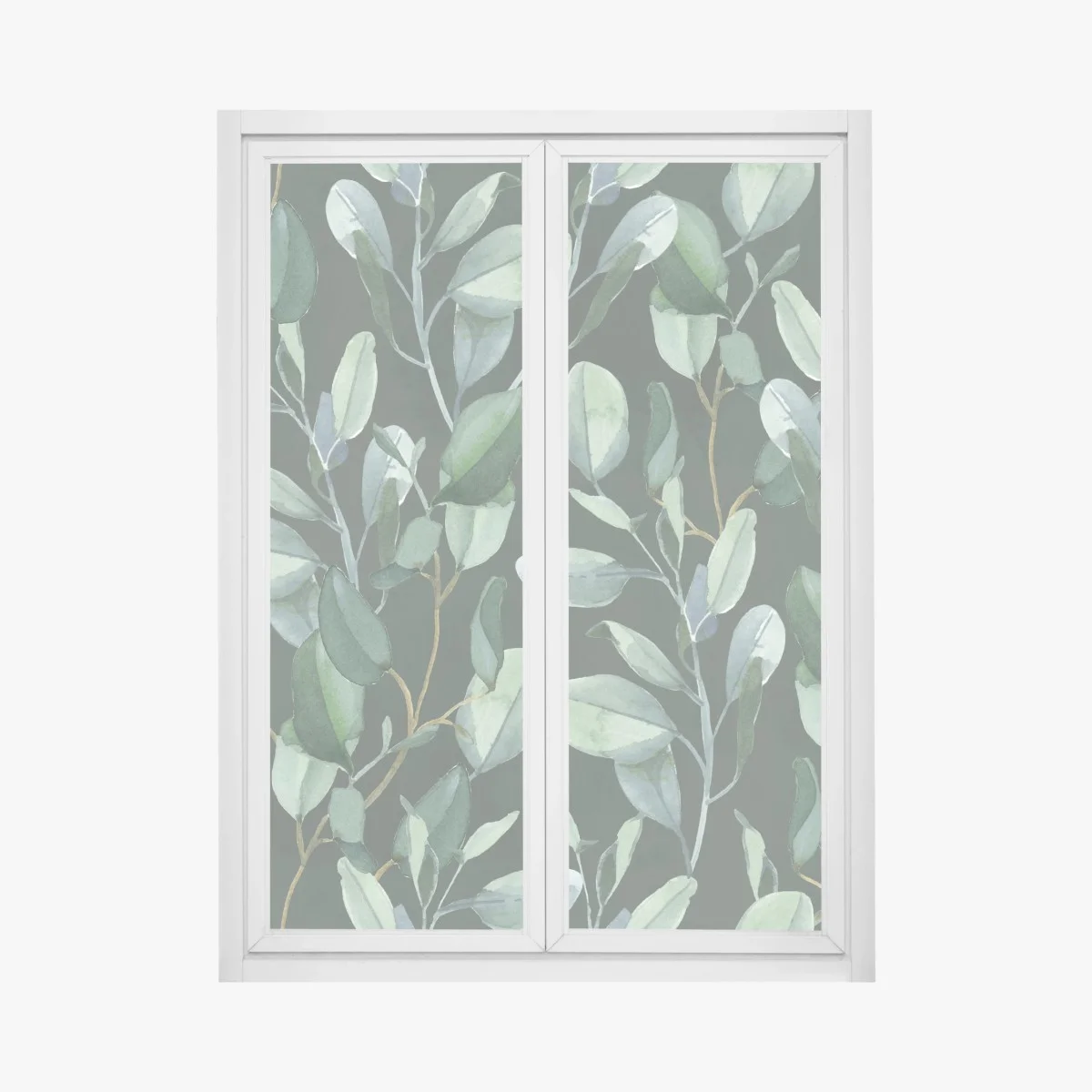 Sticker pour vitres et fenêtres feuillage d'eucalyptus aquarelle sur fond vert profond – Wallnifity® Sticker pour vitres et fenêtres feuillage d'eucalyptus aquarelle sur fond vert profond – Wallnifity®