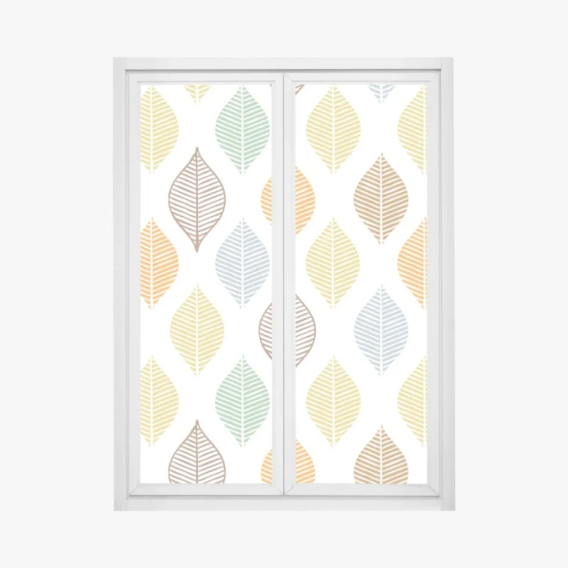 Sticker pour vitres et fenêtres motif feuilles pastel scandinave – Wallnifity® Sticker pour vitres et fenêtres motif feuilles pastel scandinave – Wallnifity®
