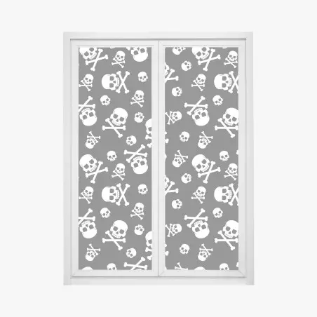 Sticker pour vitres et fenêtres motif crânes et os croisés noir et blanc – Wallnifity®