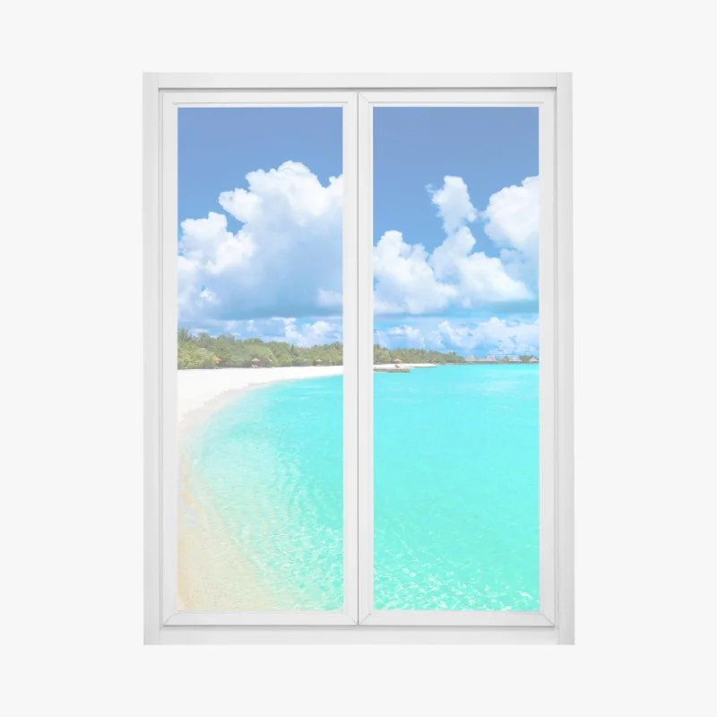 Sticker pour vitres et fenêtres panorama tropical aux Maldives – Wallnifity®