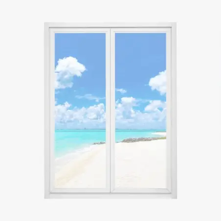 Sticker pour vitres et fenêtres panorama de plage tropicale aux Maldives – Wallnifity®