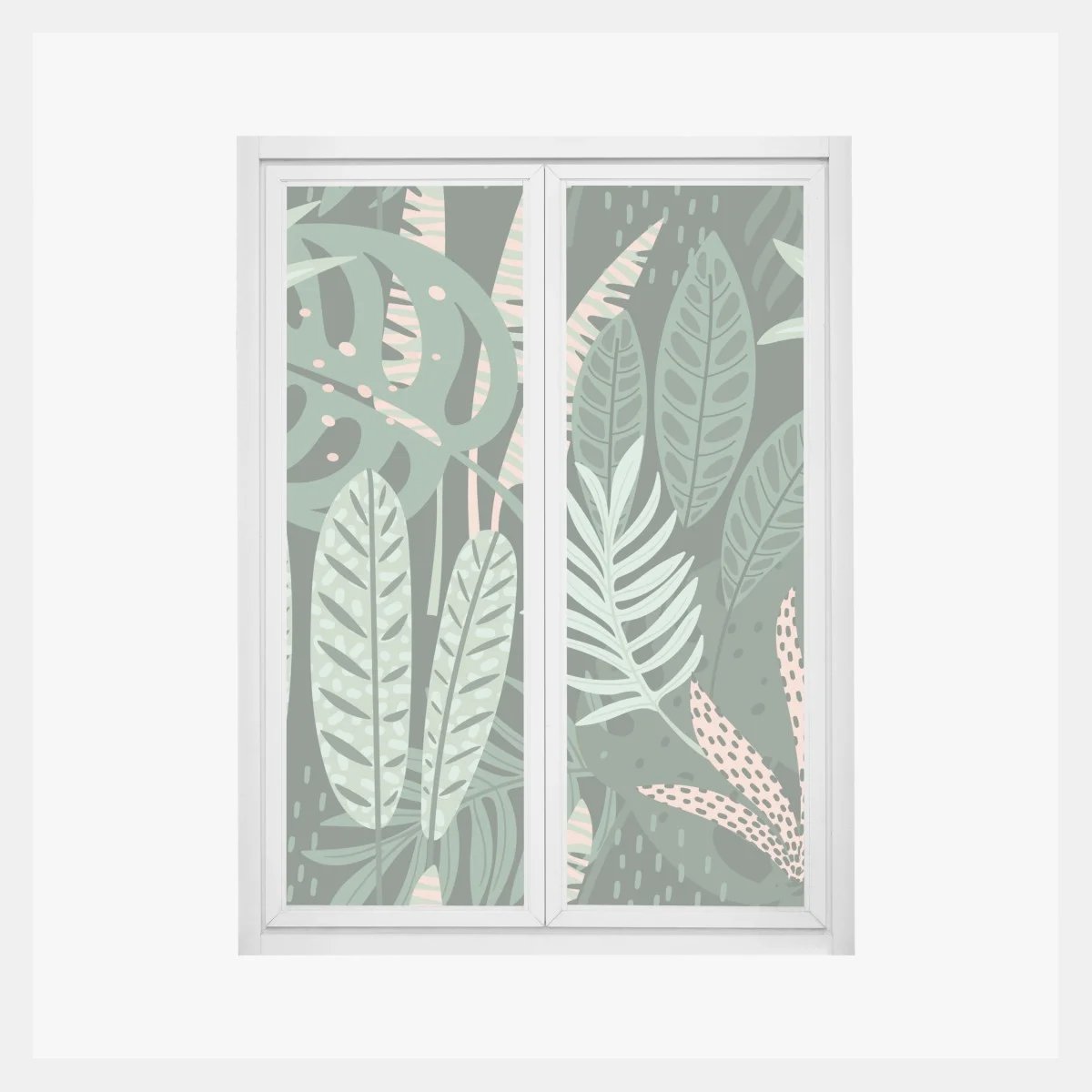 Sticker pour vitres et fenêtres jungle graphique aux feuilles vertes – Wallnifity® Sticker pour vitres et fenêtres jungle graphique aux feuilles vertes – Wallnifity®